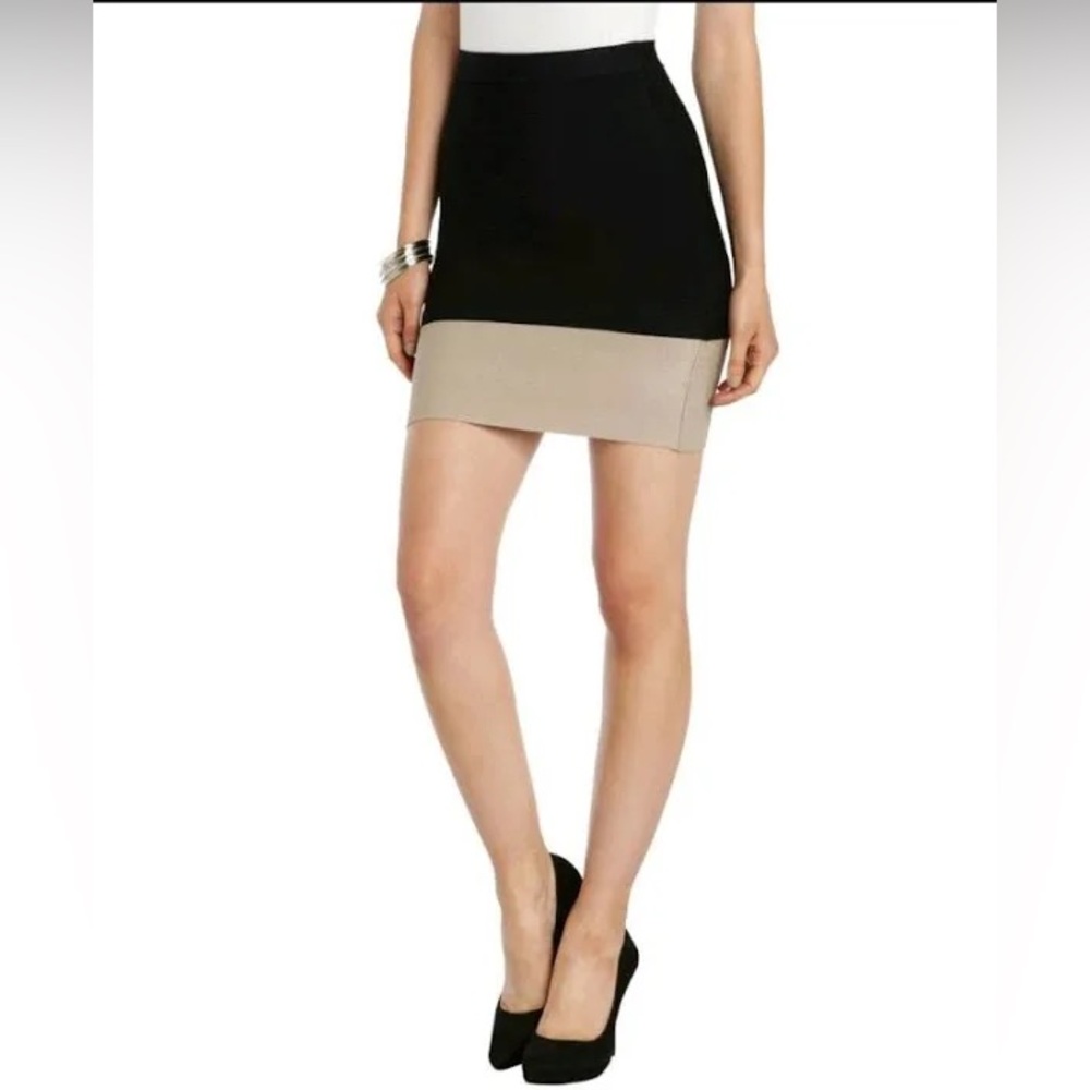 BCBGMaxAzria BCBG Colorblock Black & Tan Pencil Bandage Skirt XXS 00